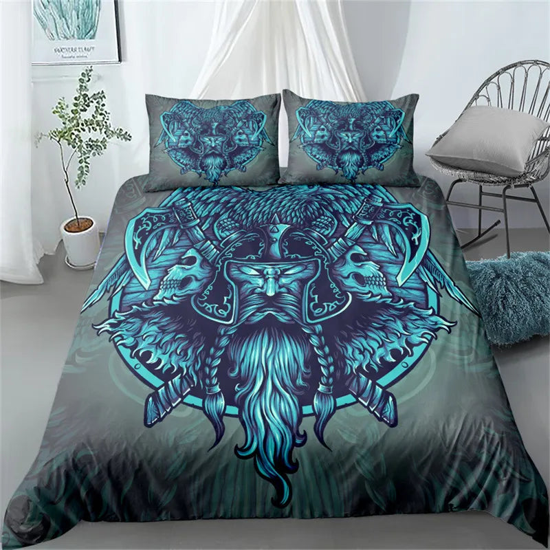 Vikings Duvet Cover Scandinavian Culture Print Bedding Set
