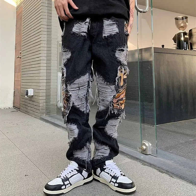 2023 Grunge Clothes Y2K Streetwear Baggy Ripped Stacked