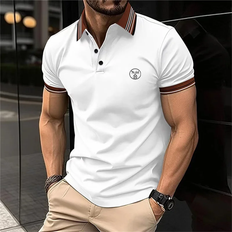 Solid Color Versatile Boutique Men's polo shirt Business