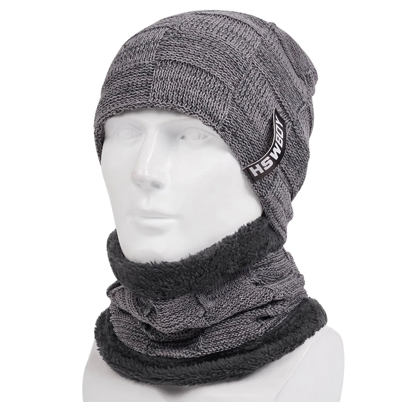 Winter Beanie Hats Scarf Set Warm Knit Hat