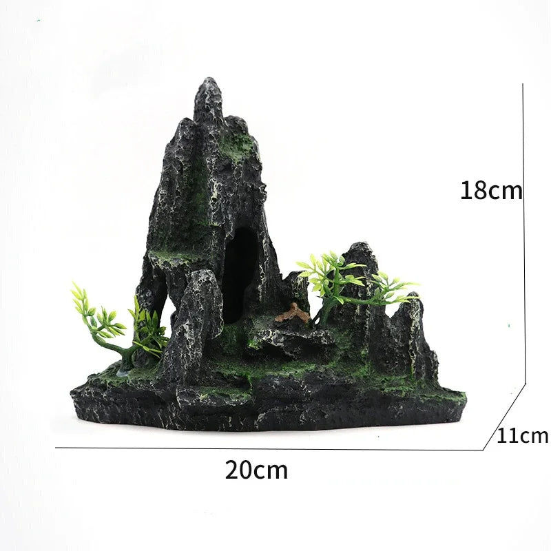 Large Resin Aquarium Fish Tank Mountain View Oranment
