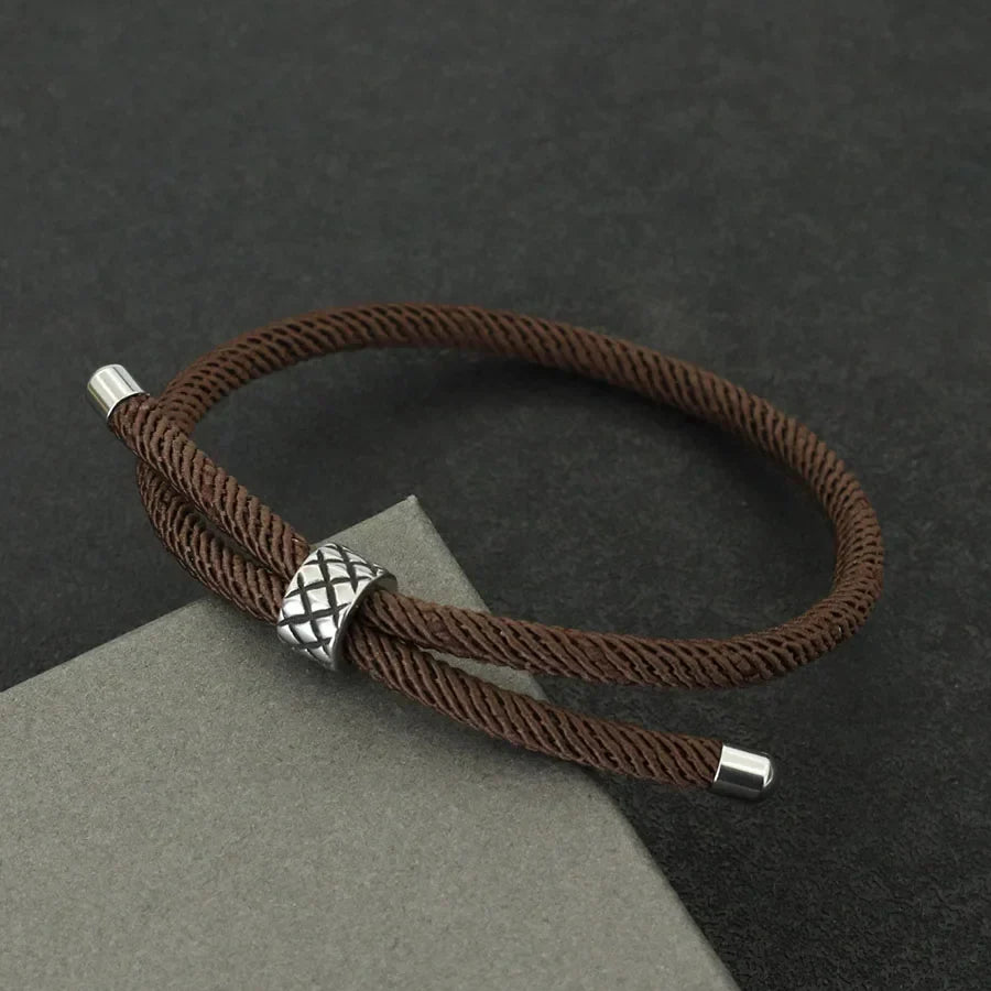 Lucky Red Thread Bracelet With Stainless Steel Rings