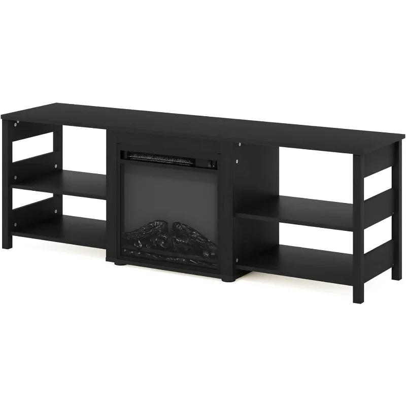Furinno Classic 70 Inch TV Stand with Fireplace,