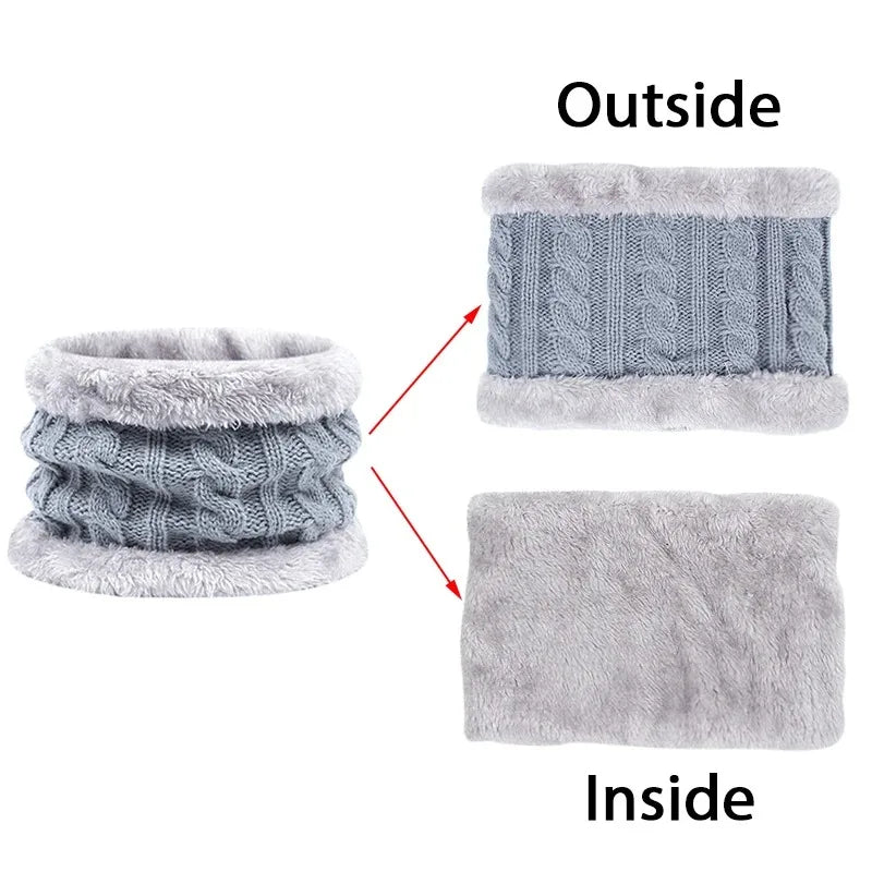 Baby Winter Hat Scarf Gloves Set Knitted Fur