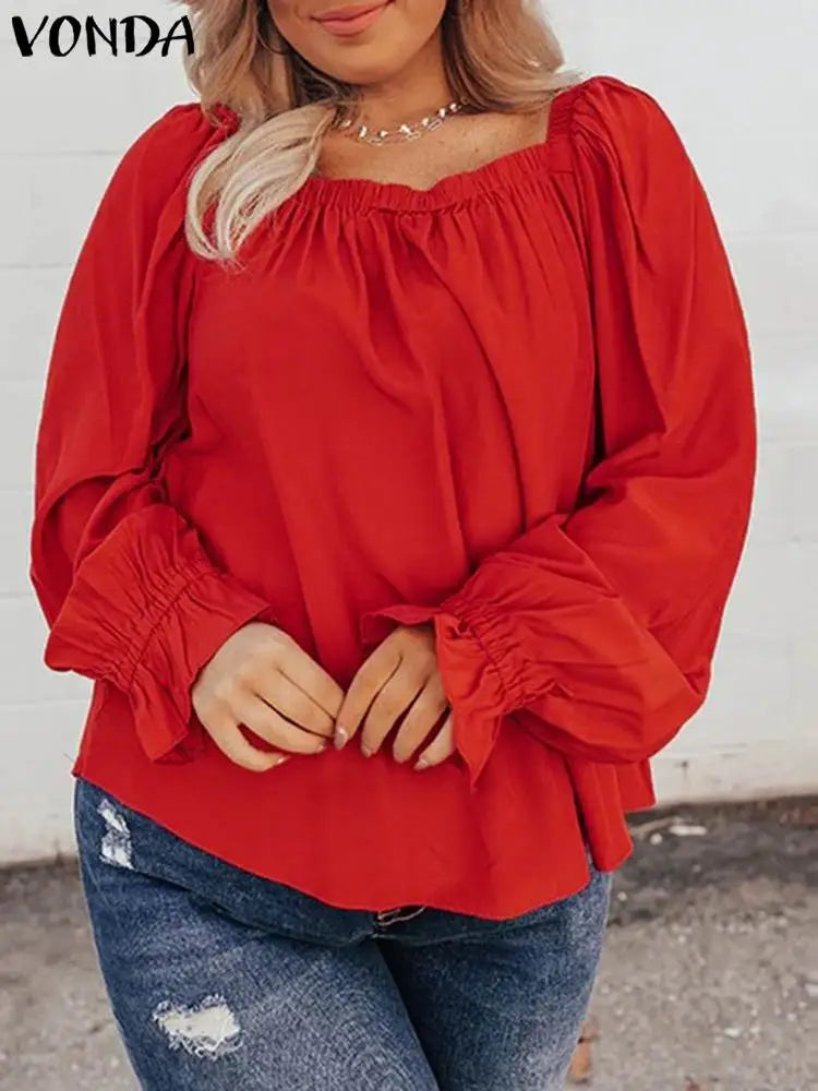 Plus Size 5XL VONDA Oversized Tops Women Fashion