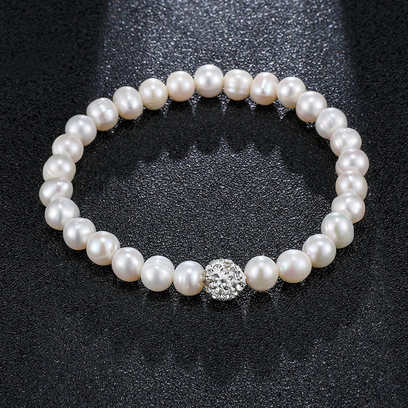 Punch Oval Thread Elastic Rope Pearl Bracelet 6-7mm
