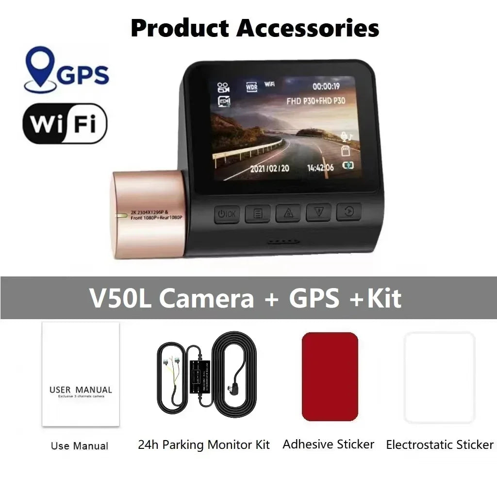 2K Dash Cam for Car Camera WIFI GPS