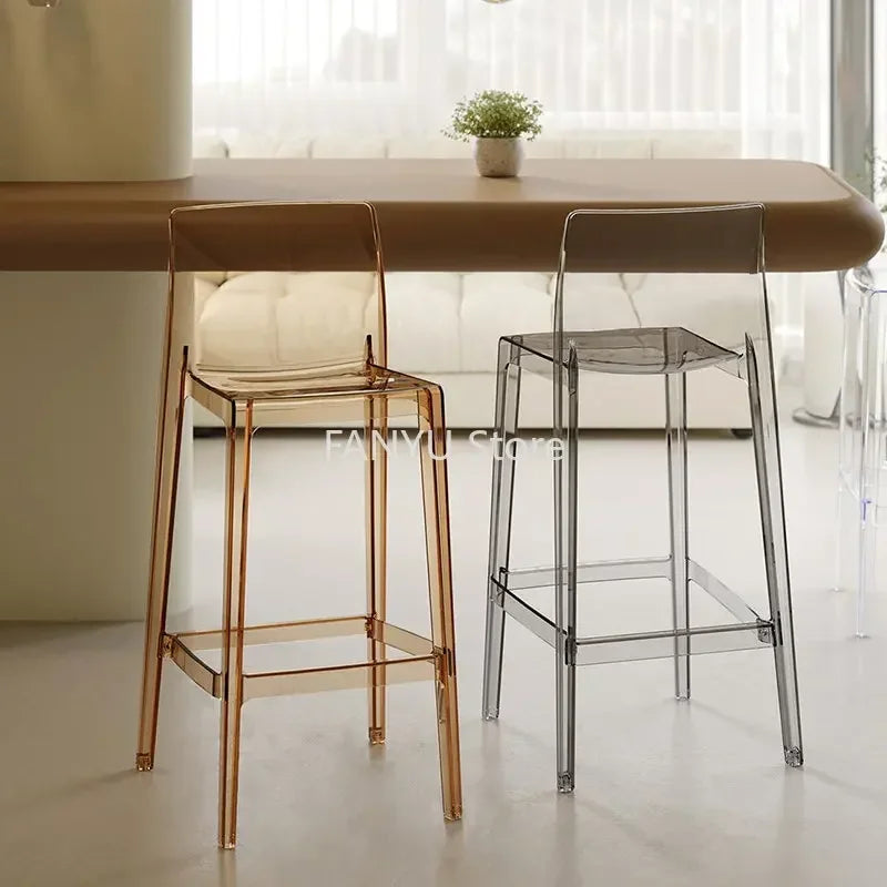 Nordic Acrylic Transparent Bar Chairs Modern Backrest Household