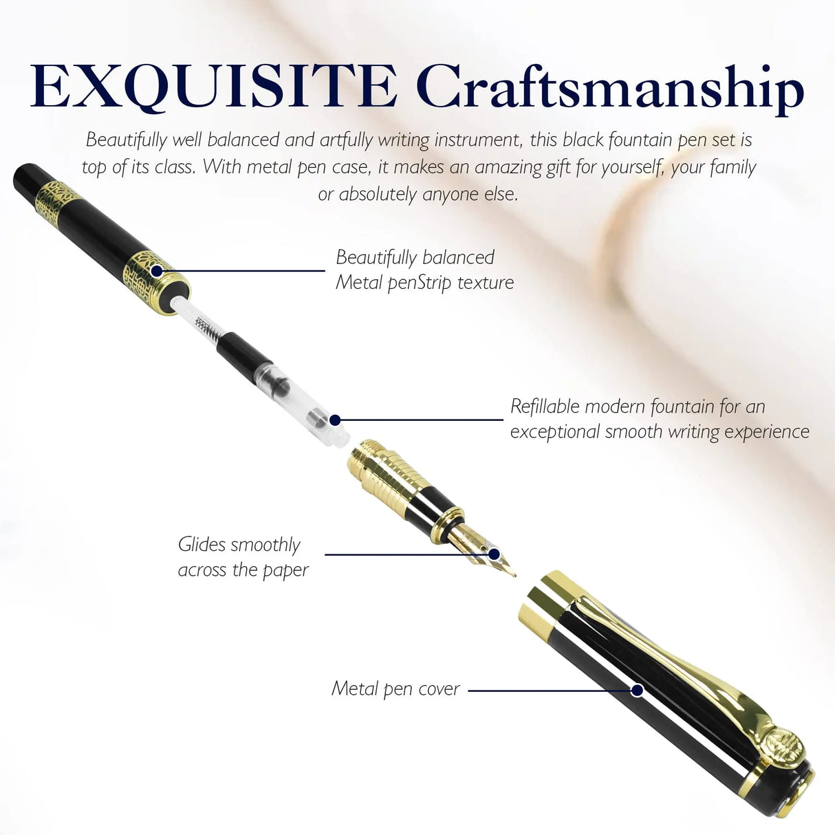 Retro Metal Fountain Pen F Nib Classic Design