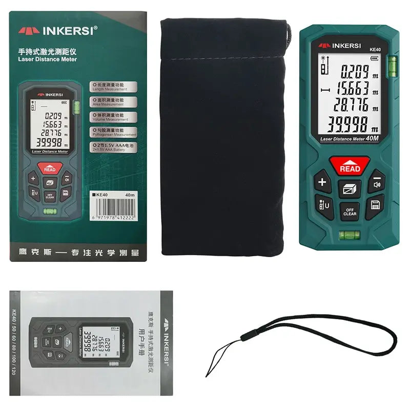 INKERSI Laser Rangefinder Digital Tape Measure 40M/70M/120m High