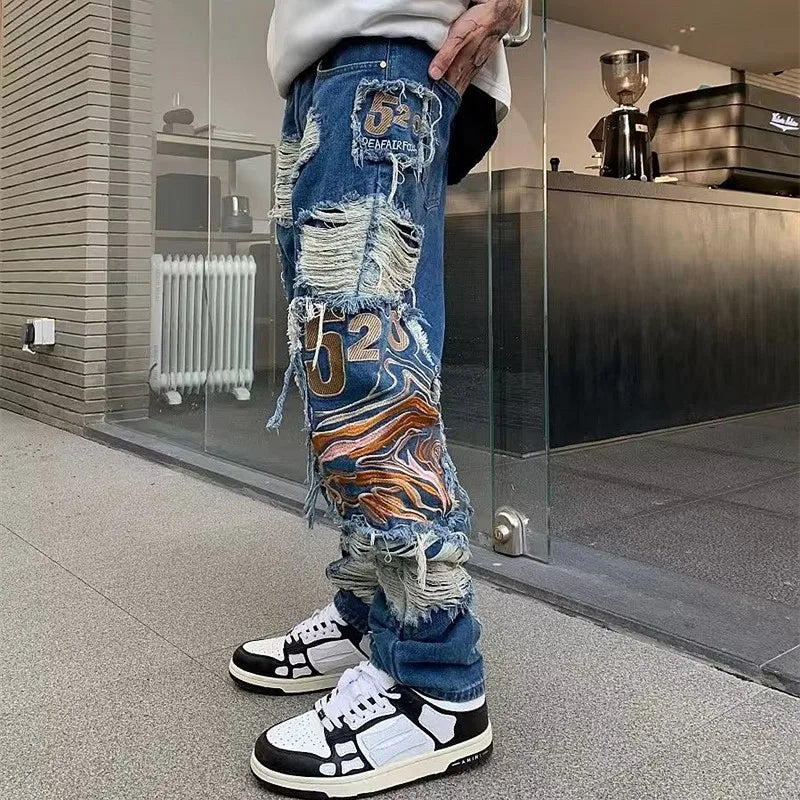 2023 Grunge Clothes Y2K Streetwear Baggy Ripped Stacked