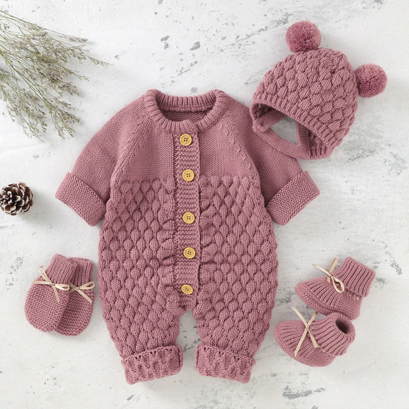 Baby Rompers Clothes Autumn Winter Knitted Newborn Boys
