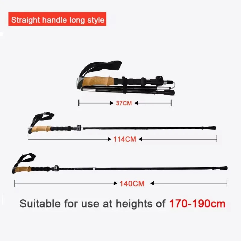 280g Lightweight Aluminum Alloy Trekking Poles Foldable 4-Sections