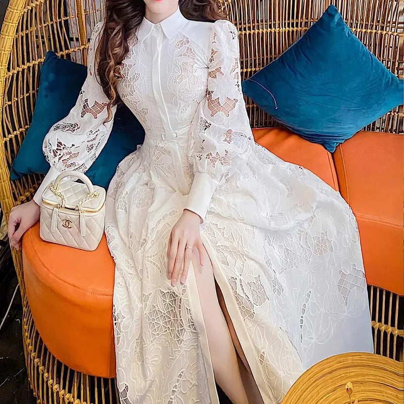 2023 New In SpringAutumn Lace Long Women Evening