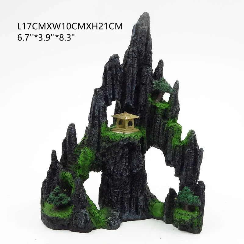 Large Resin Aquarium Fish Tank Mountain View Oranment