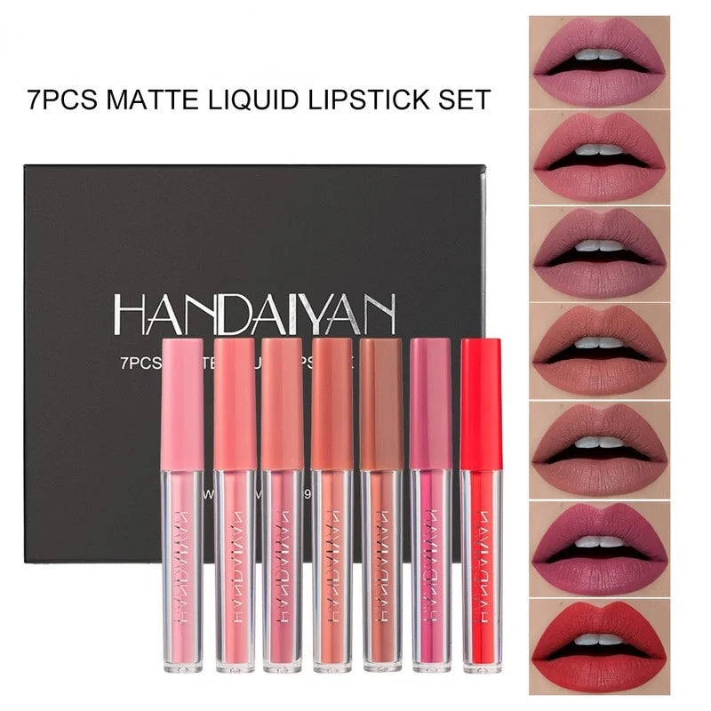 7-Color Matte Velvet Lip Gloss Glaze Waterproof Lasting