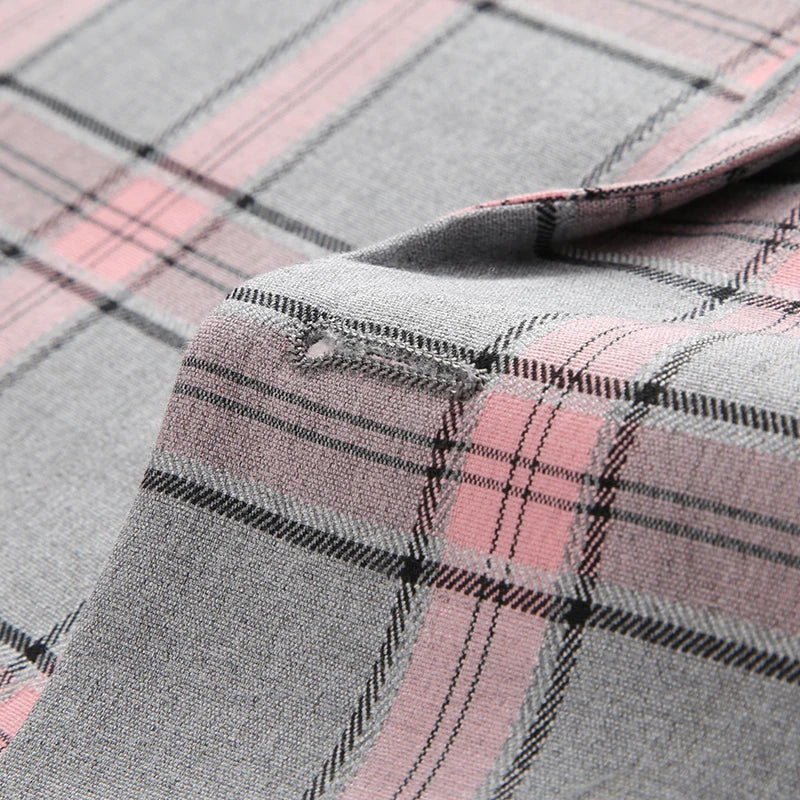 Red Striped Plaid Suit Jacket Men's Double Breasted