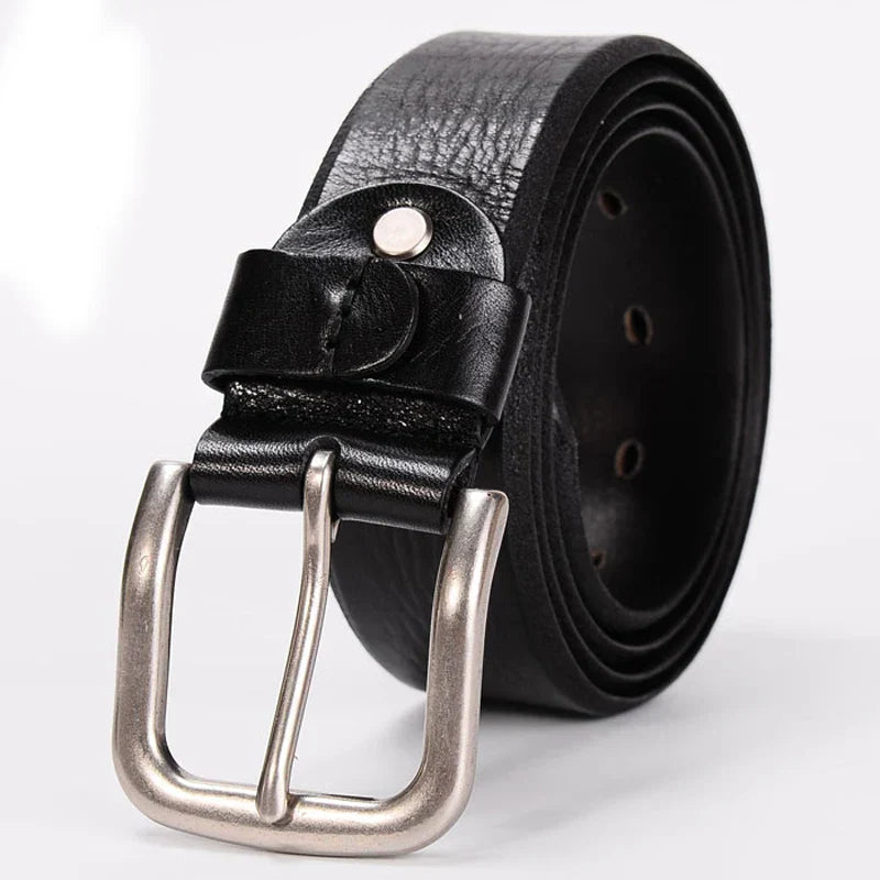 3.8CM Top Cowhide Men's Belt with Copper Buckle