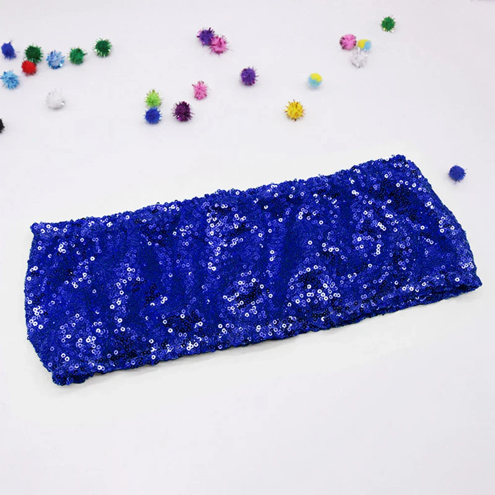 10/50pcs Gold Sequin Chair Sashes Sliver Party Chair