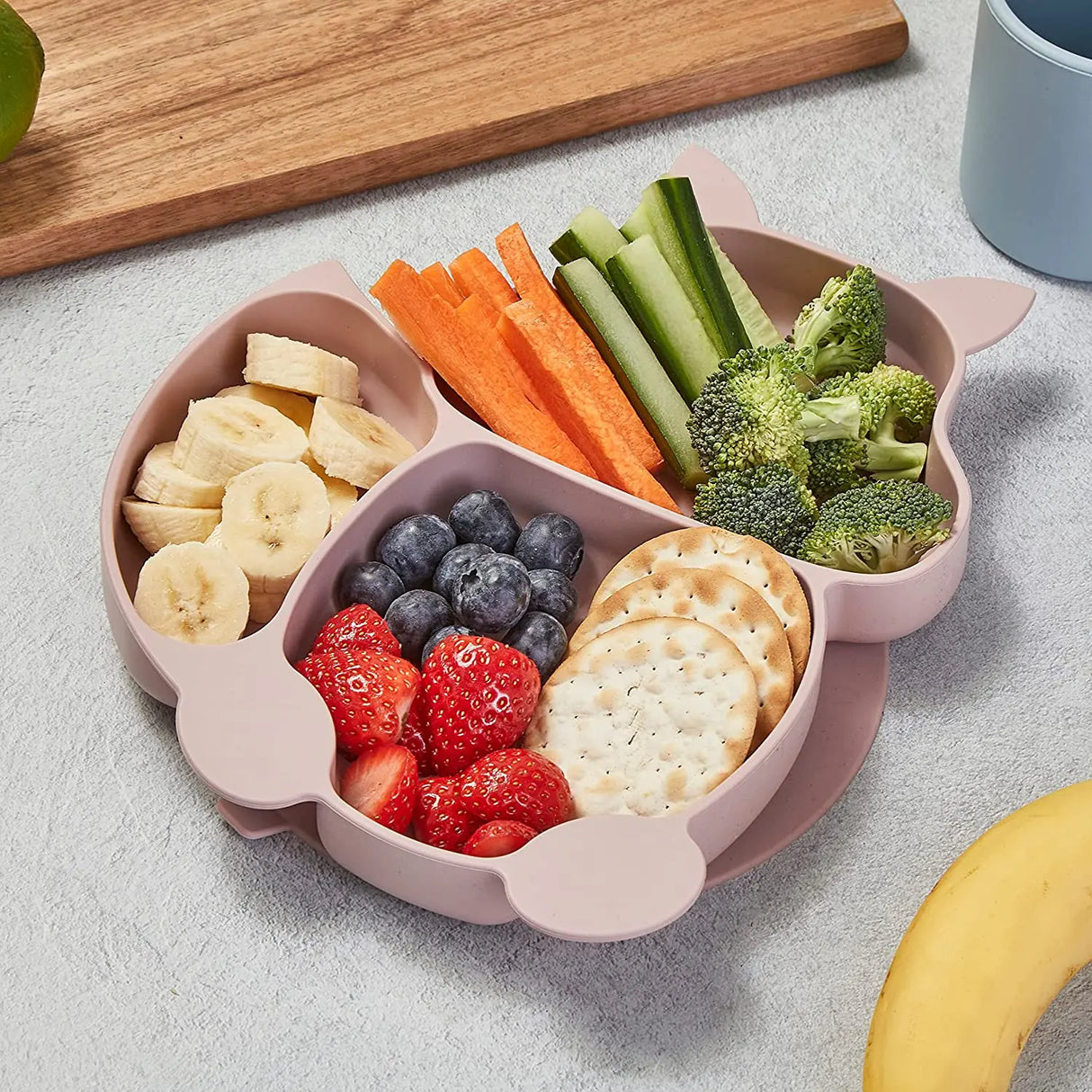 Baby Feeding Set Silicone Suction Bowls Divided Plates