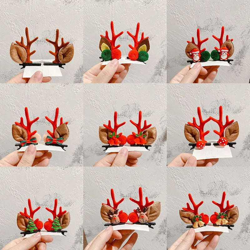 2pcs Pack Cute Reindeer Ears Hair Clip Classic