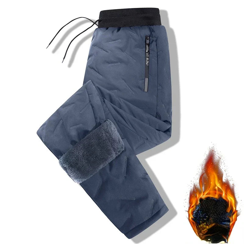 Winter Lamb down sports pants Thicken Sweatpants Men