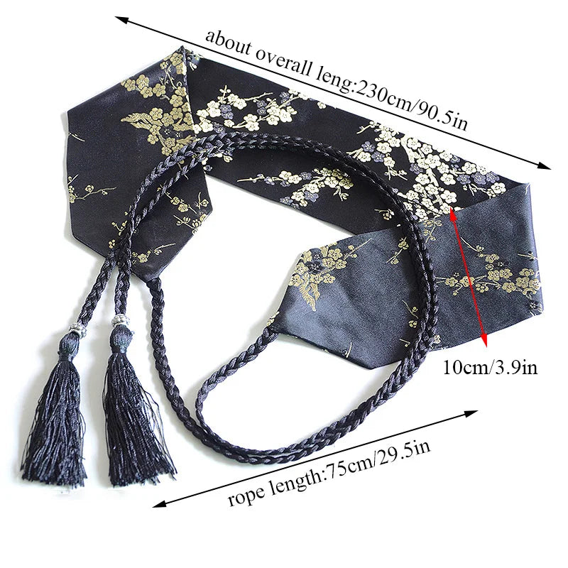 Japanese Retro Tassel Kimono Belt Women Wide Corset
