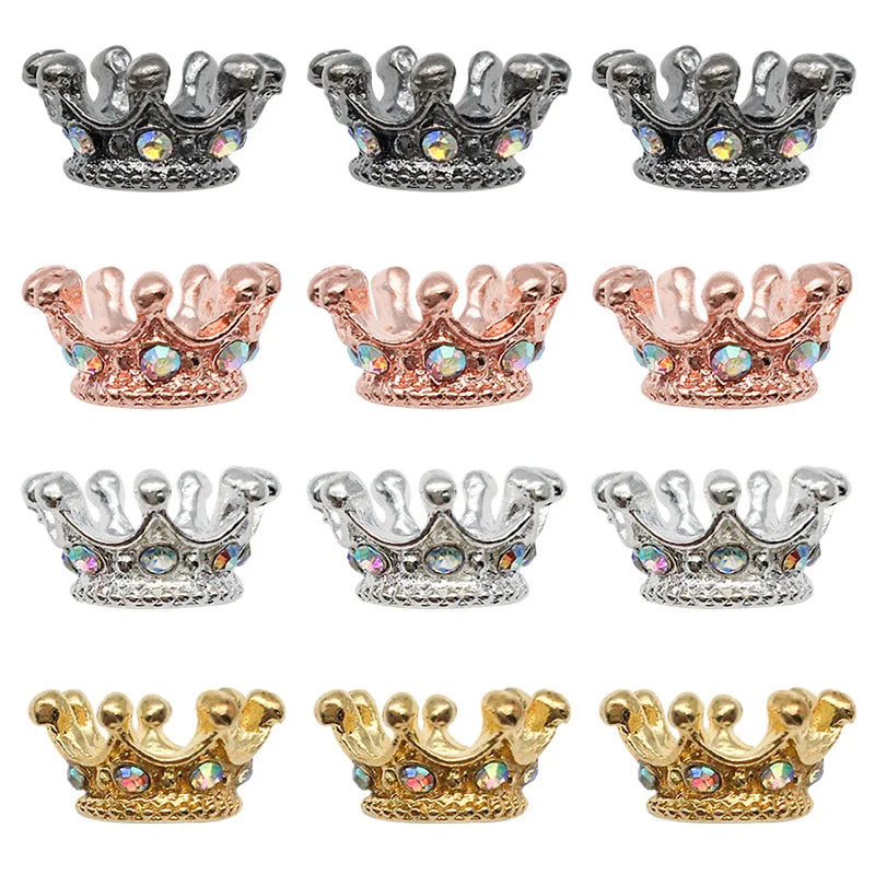 10PCS 4 Colors Rhinestone Insert Big Hole Crown