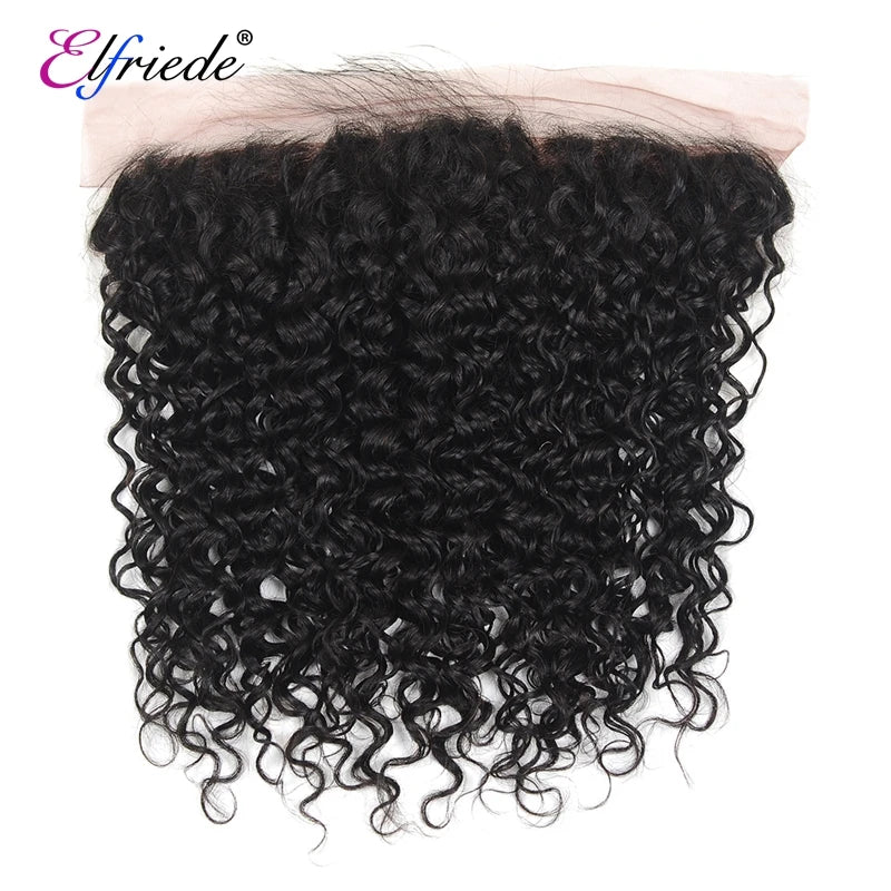 Elfriede Natural Black Water Wave Bundles with Frontal