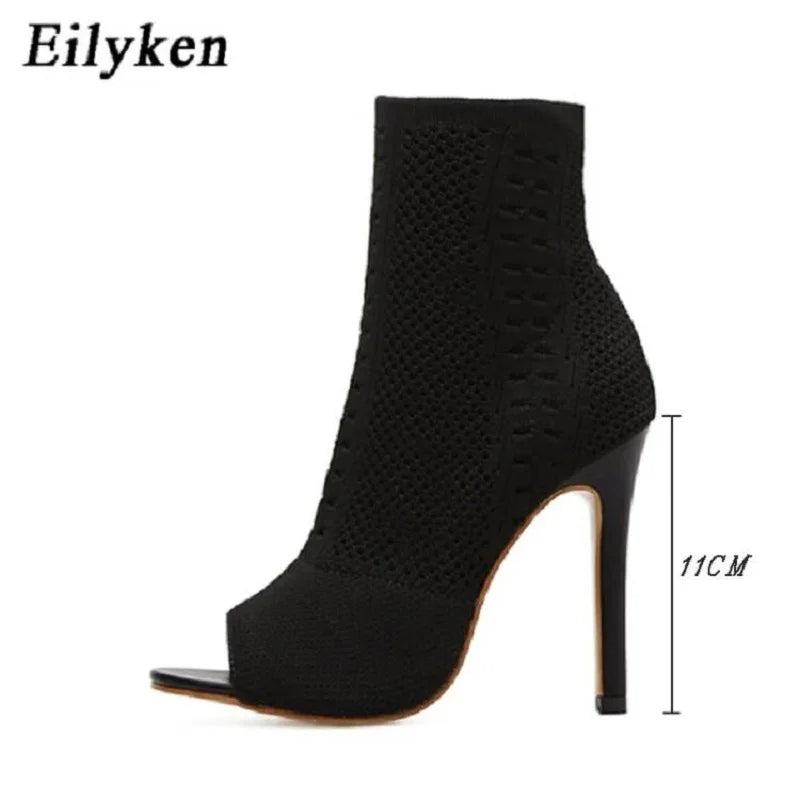 Eilyken New Style Peep Toe Ankle Boots Stretch