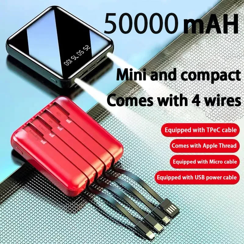 50000mAh Power Bank Mirror Digital Display Screen BuiltIn