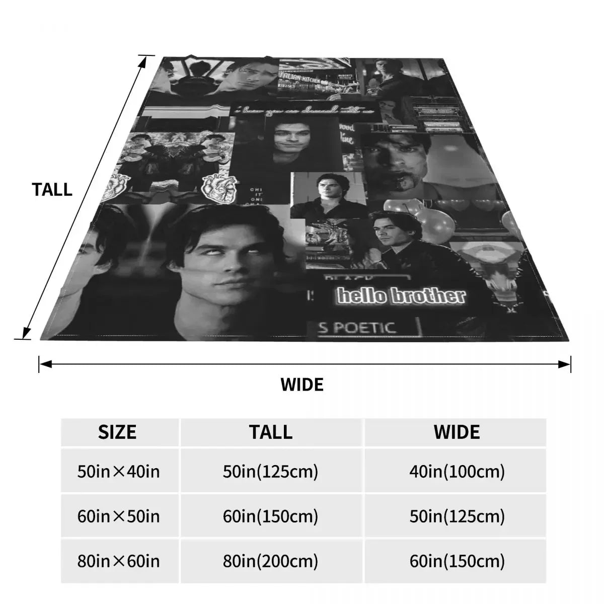Damon Salvatore The Vampire Diaries Flannel Blankets Vintage