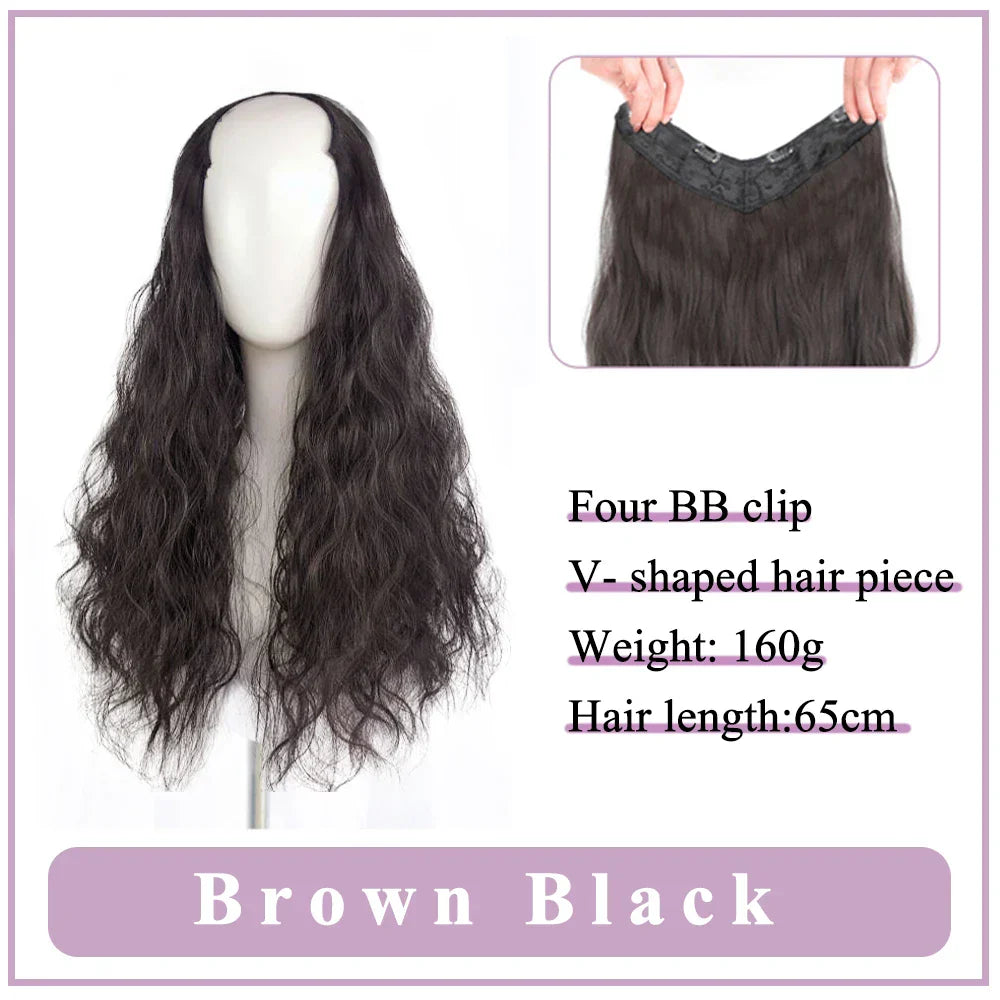 WEILAI Women's V-Shaped Long Hair Extension Synthetic Wig