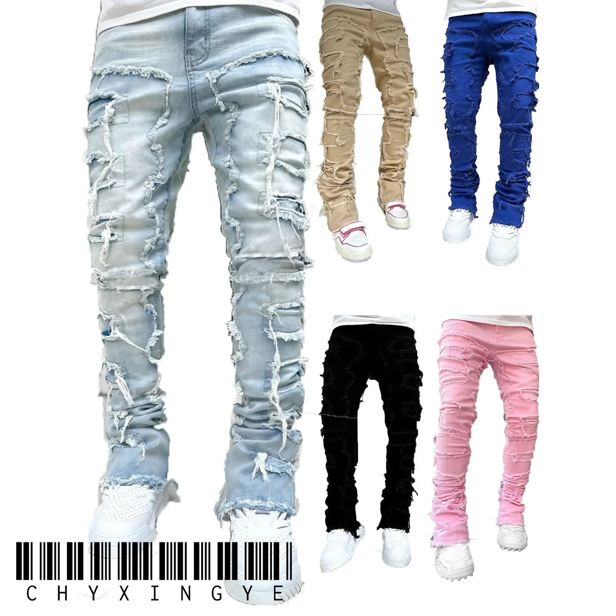 Streetwise Stretch Patch Jeans For Men Bottom Baggy