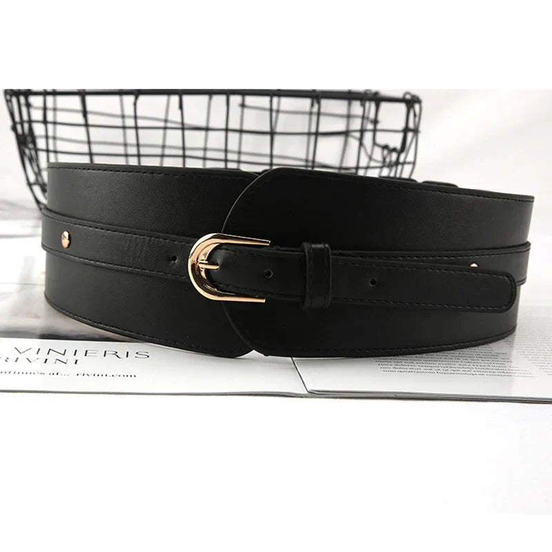 Ladies Wide Waist Straps Fashion Vintage Pu Leather