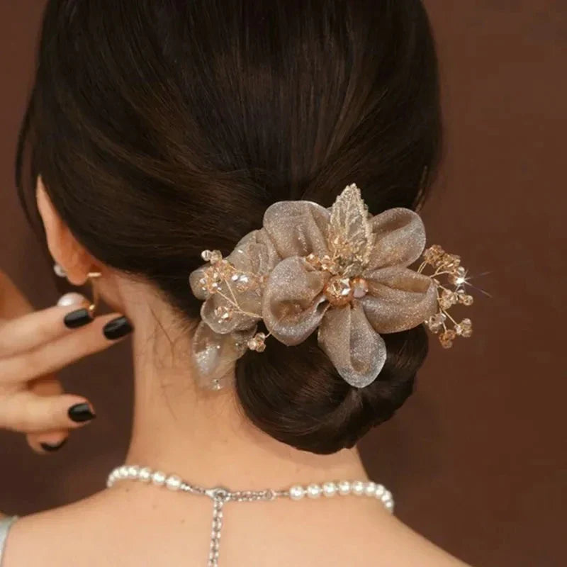 Crystal Flower Hair Rope Hair Tie For Women