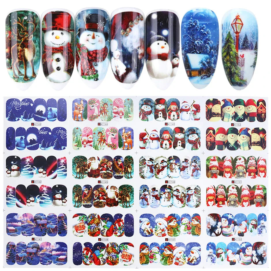 12pcs Hedgehog Animal Nail Water Stickers Pine Cones
