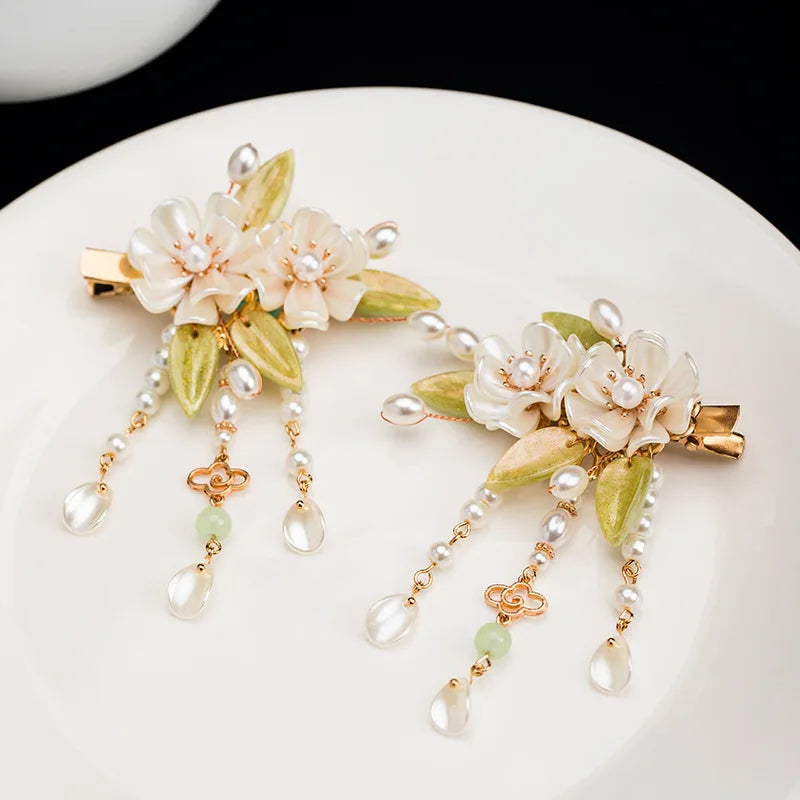 Chinese Hair Clips Girls Hanfu Hair Accessories Green