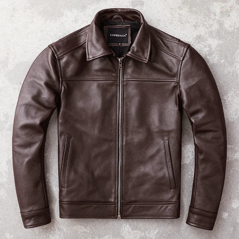 2022 Men's Genuine Cowhide Leather Jacket – Autumn Coat