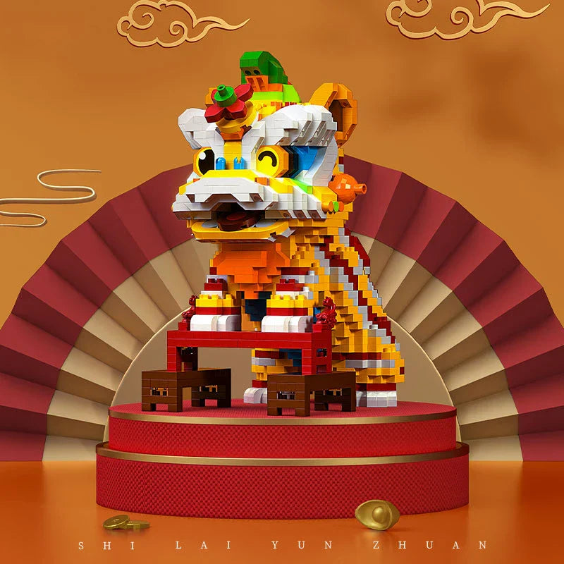 Chinese Lion Dance Building Blocks Mascot Assemble Small