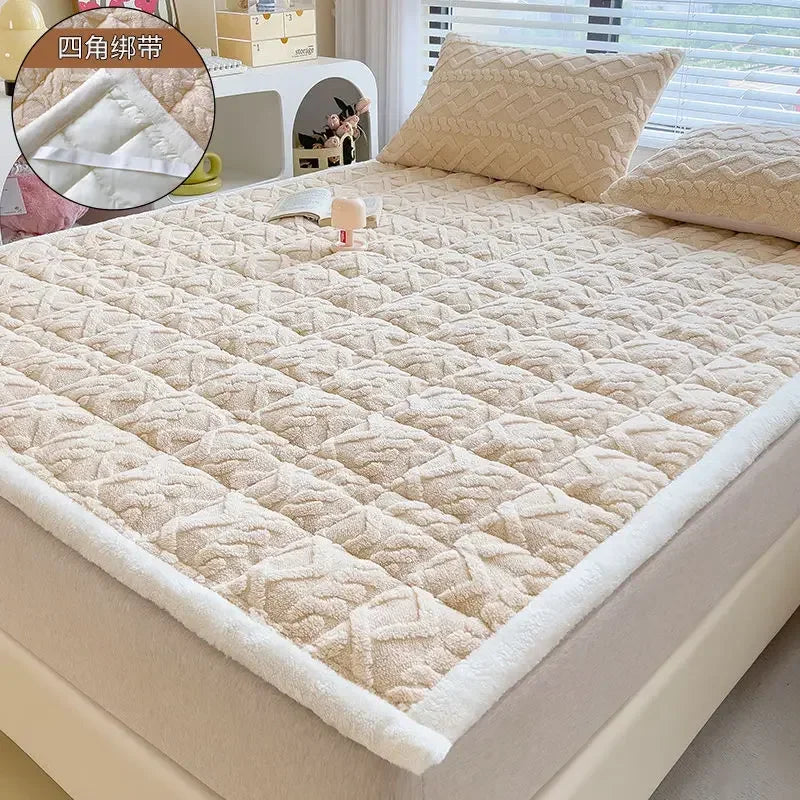 Winter Soft Fleece Mattress Toppers Home Dormitory Single