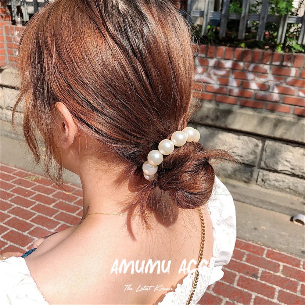 1Pc Korean Style Imitation Pearl Hair Rope High