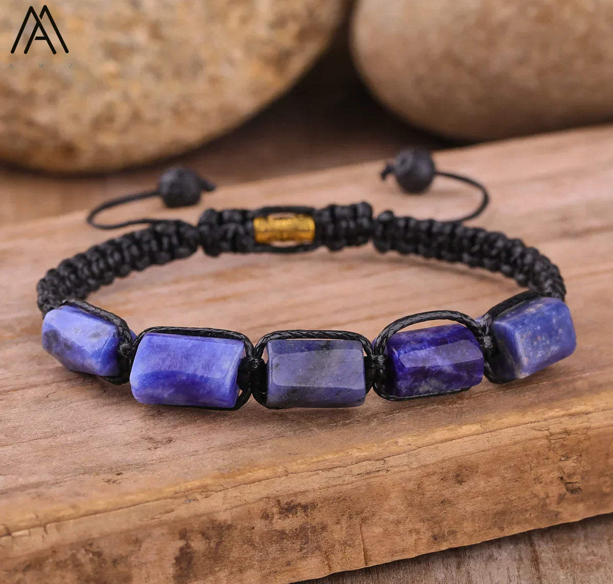 Natural Black Tourmaline Nugget Beads Knotted Handmade Woven