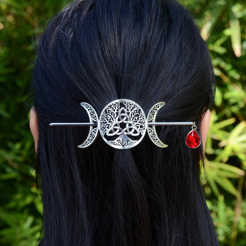 Witch Woodland Goddess Crescent Moon Dragonfly Hairstick Fairy