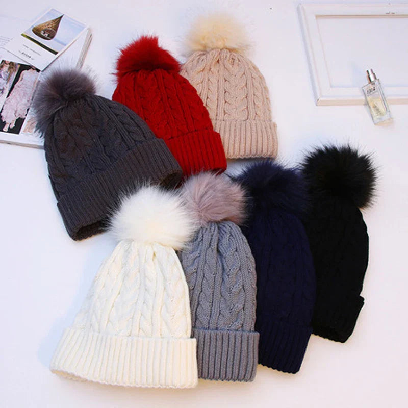 Women Winter Bonnet Soft Thick Beanies Fleece Lined