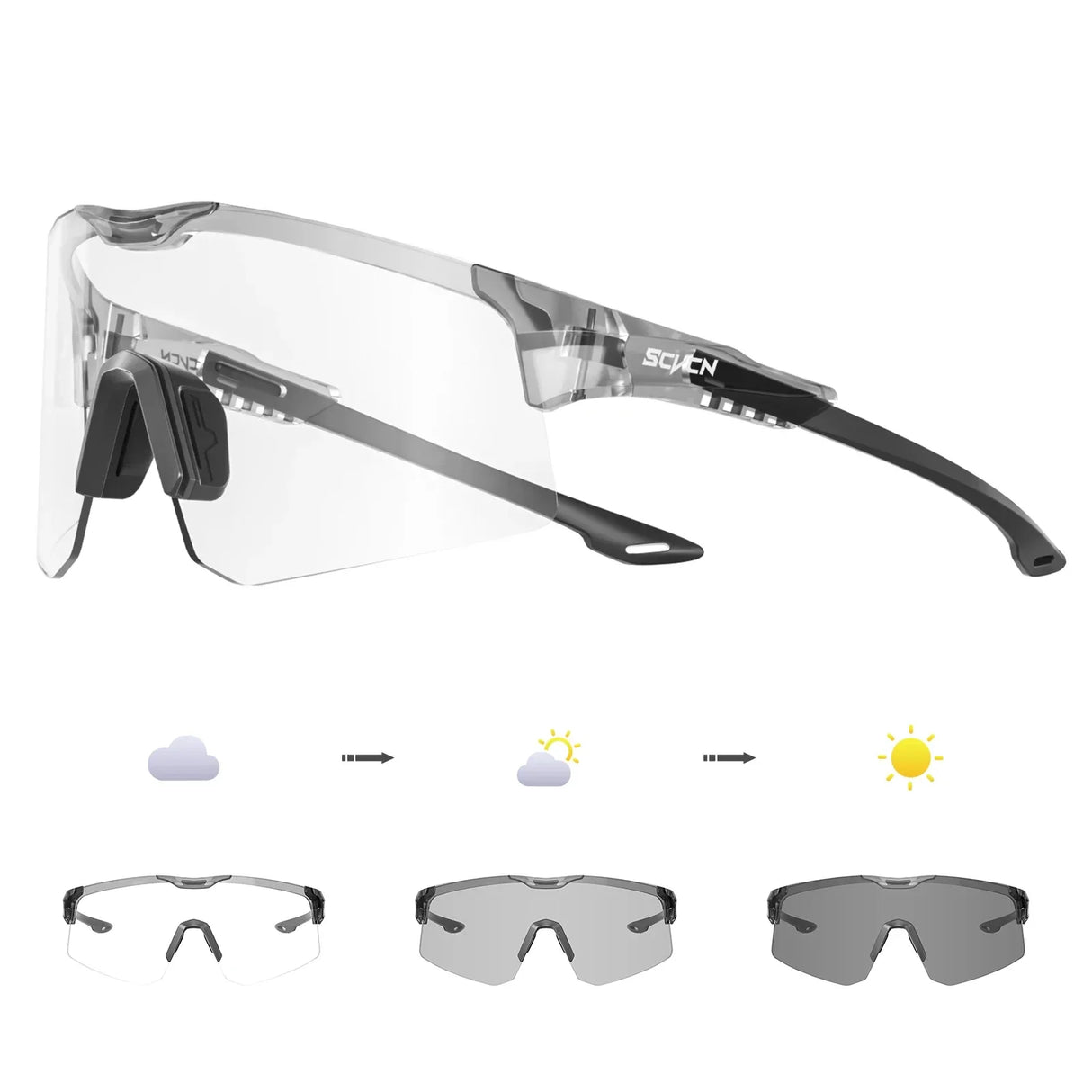 SCVCN New bicycle Photochromic Cycling Sunglasses Sports Running