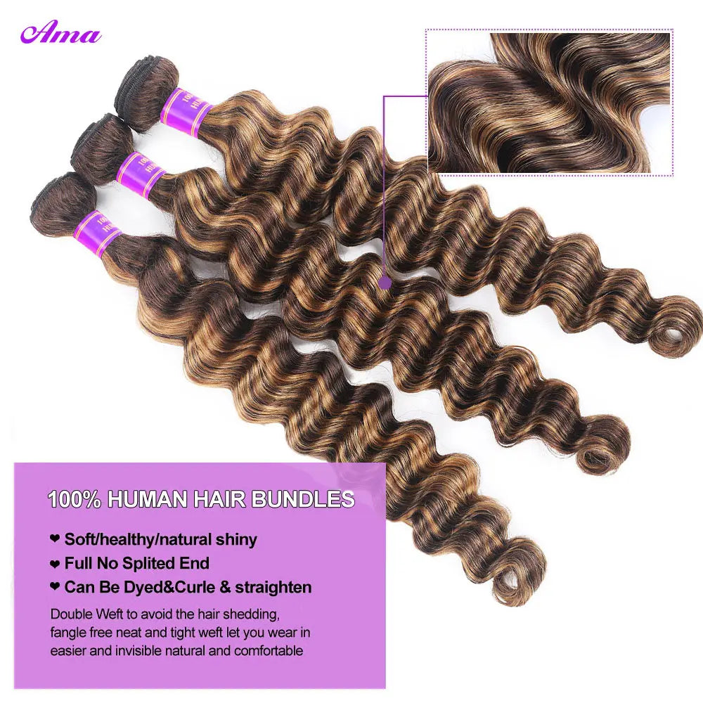 4 27 Highlight Loose Deep Wave Bundles 30