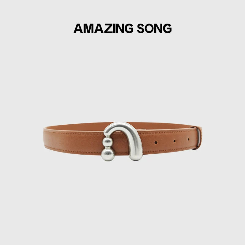 Metal Buckle Studded Belt for Women
