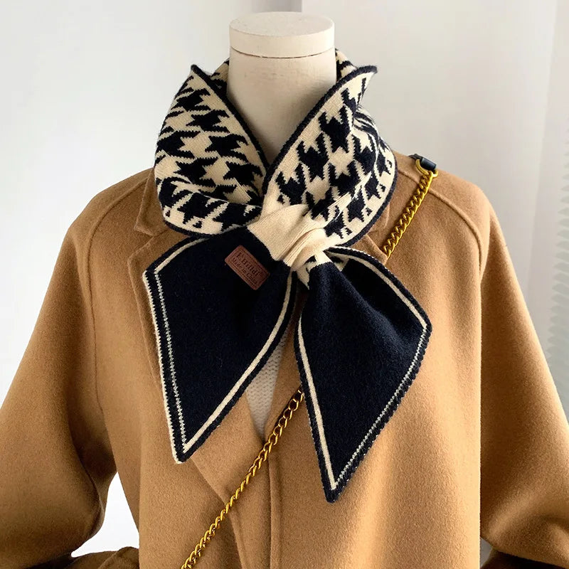 Warm Cashmere Neck Tie Scarf For Women Plaid