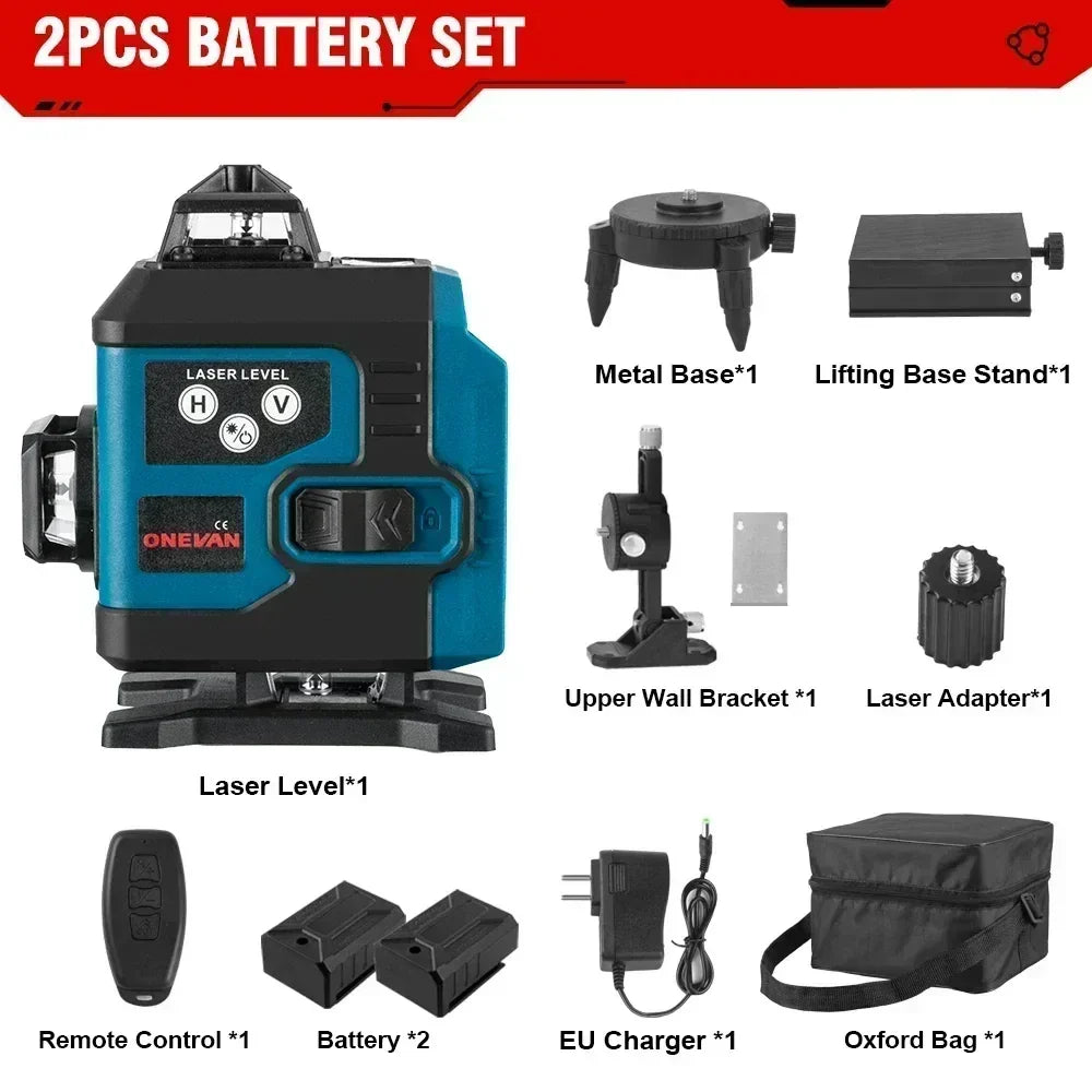 ONEVAN 4D 16 Line Laser Level 2x4000mah Battery